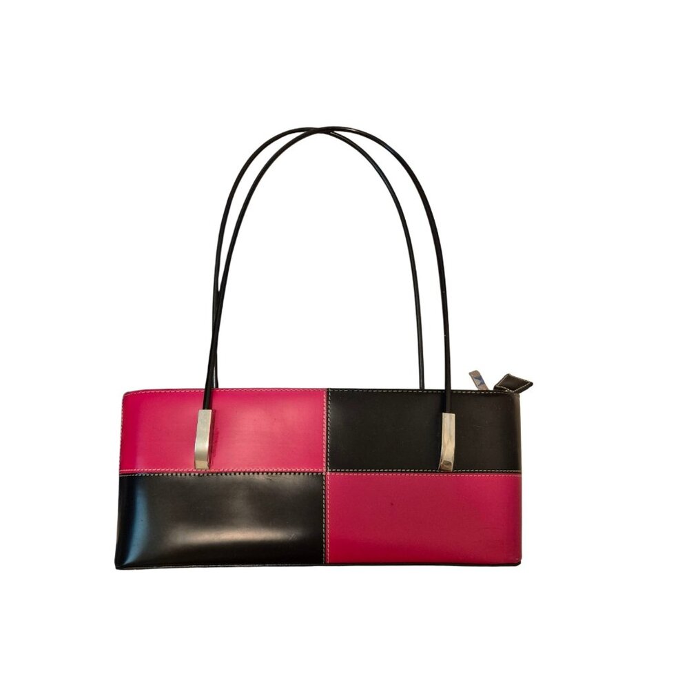 New Coast Vintage Leather Shoulder Bag Double Handle Red Black Retro Purse Bag